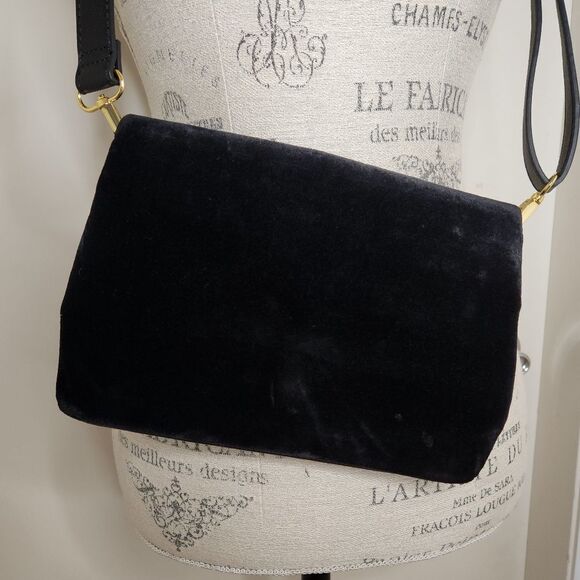 60s Black Velvet Evening Clutch Handbag Camea - Picture 12 of 12